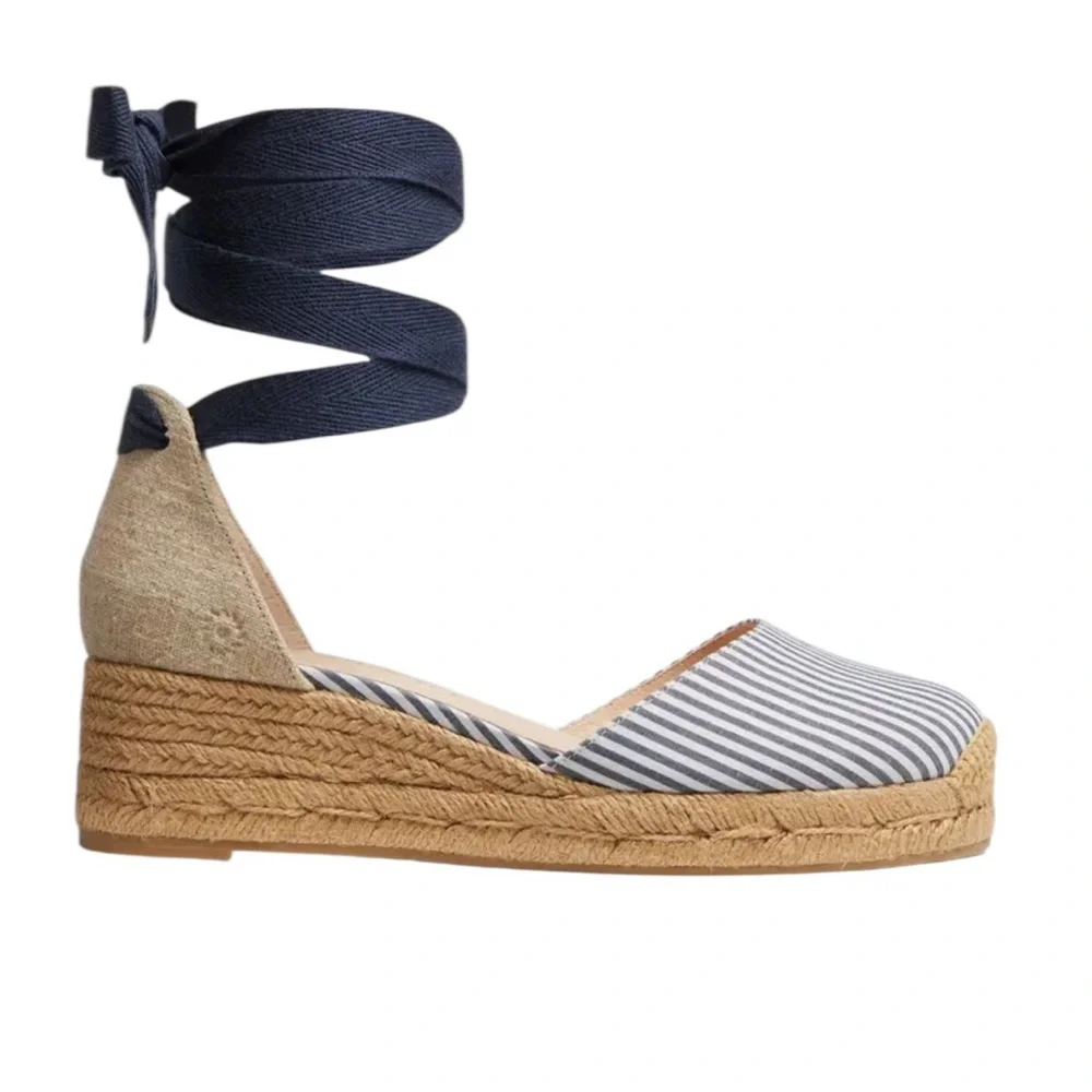 NEW Jack Rogers Espadrille Wedge Sandal Palmer Ankle Wrap Closed Toe Size 9.5